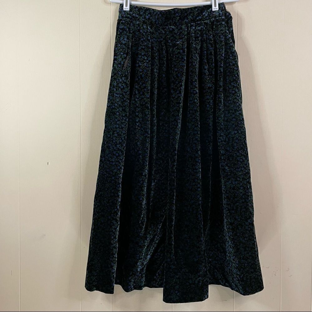 Vintage Carroll Reed Floral Velvet Maxi Skirt